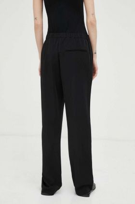 Samsoe Samsoe pantaloni femei, culoarea verde, drept, high waist