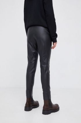 Dkny Pantaloni femei, culoarea negru, material neted