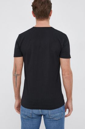 Gant tricou din bumbac culoarea negru, neted