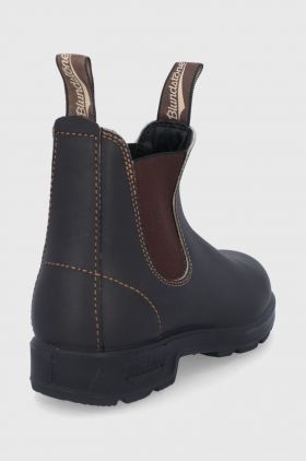 Blundstone Ghete Chelsea de piele 500 femei, culoarea maro, cu toc plat