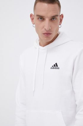 Adidas Bluză H12211 bărbați, culoarea alb, material neted