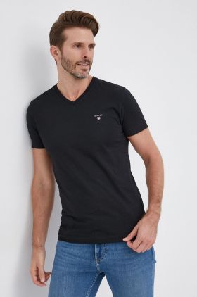 Gant tricou din bumbac culoarea negru, neted