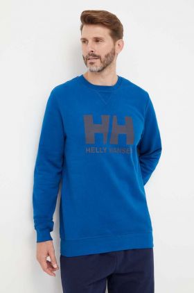 Helly Hansen hanorac de bumbac bărbați, culoarea bleumarin, cu imprimeu 34000