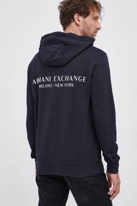 Armani Exchange Bluză bărbați, culoarea negru, cu imprimeu