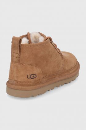 UGG pantofi de piele întoarsă Neumel femei, culoarea: maro, cu toc plat, model căptușit 1094269.CHE