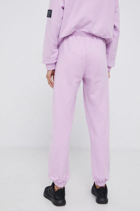 P.E Nation Pantaloni de bumbac femei, culoarea violet, material neted