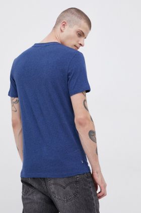 Superdry Tricou din bumbac culoarea albastru marin, material neted