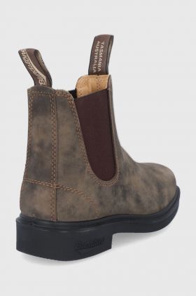 Blundstone Ghete Chelsea de piele 1306 femei, culoarea maro, cu toc plat