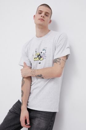 HUF Tricou din bumbac culoarea gri, cu imprimeu