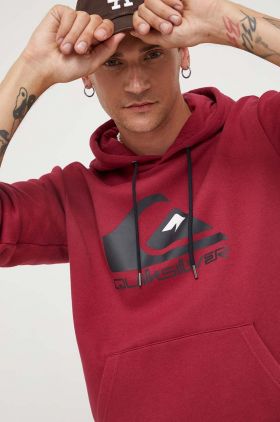 Quiksilver bluza barbati, culoarea bordo, cu glugă, cu imprimeu