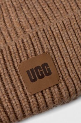 UGG căciulă din amestec de lână culoarea maro, din tricot gros