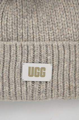 UGG căciulă din amestec de lână culoarea maro, din tricot gros