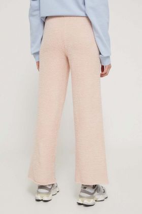 UGG pantaloni femei, culoarea bej, drept, high waist