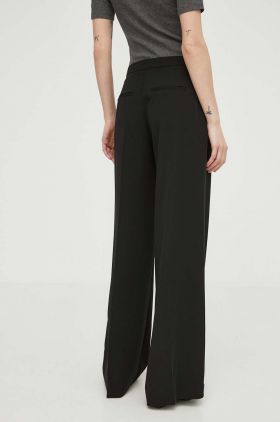 Samsoe Samsoe pantaloni femei, culoarea negru, lat, high waist