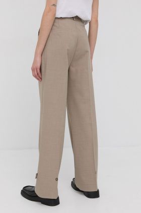 Herskind Pantaloni Logan femei, culoarea verde, model drept, high waist