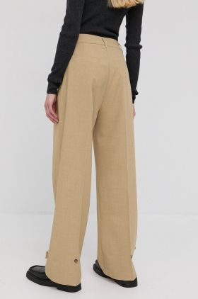 Herskind Pantaloni Logan femei, culoarea verde, model drept, high waist