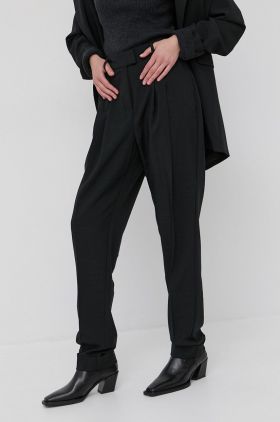 Herskind Pantaloni Brenda femei, culoarea negru, model drept, high waist