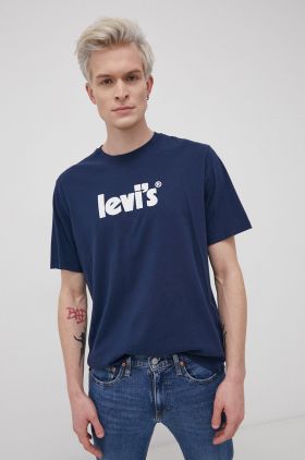 Levi's tricou din bumbac culoarea bleumarin, cu imprimeu 16143.0393-Blues