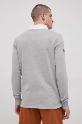 Superdry Longsleeve bărbați, culoarea gri, cu imprimeu