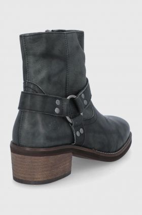 Superdry Cizme de piele femei, culoarea verde, cu toc drept