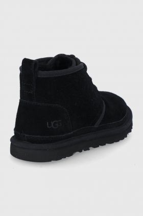UGG cizme din piele întoarsă Neumel femei, culoarea negru, cu toc plat, izolat 1094269.BLK-BLK