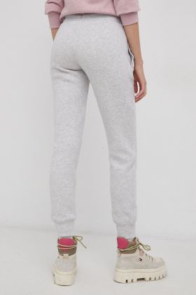 Superdry Pantaloni femei, culoarea gri, melanj