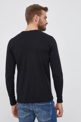 Pepe Jeans Longsleeve din bumbac Eggo Long culoarea negru, material neted