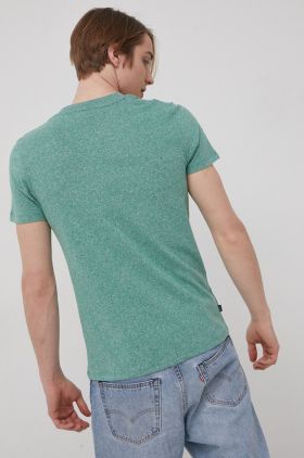 Superdry Tricou din bumbac culoarea verde, melanj