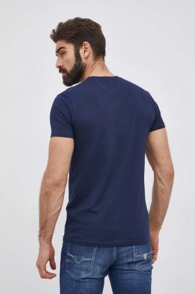 Pepe Jeans Tricou Original Stretch bărbați, culoarea albastru marin, cu imprimeu