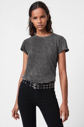 AllSaints Tricou din bumbac culoarea gri