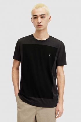 AllSaints tricou din bumbac LOBKE SS CREW barbati, culoarea negru, cu imprimeu