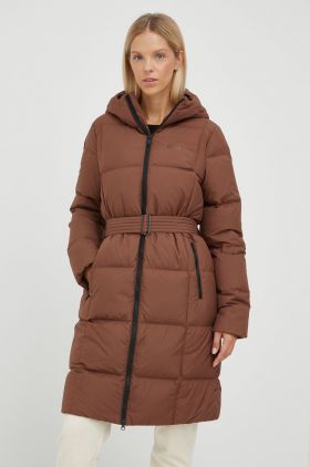 Jack Wolfskin geaca de puf femei, culoarea maro, de iarna