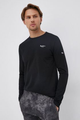 Pepe Jeans longsleeve Original Basic 2 Long N barbati, culoarea negru, neted