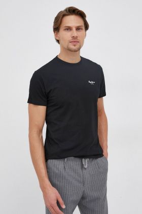 Pepe Jeans Tricou Basic bărbați, culoarea negru, material neted