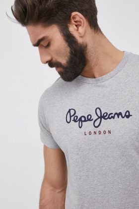 Pepe Jeans Tricou din bumbac Eggo culoarea gri, melanj