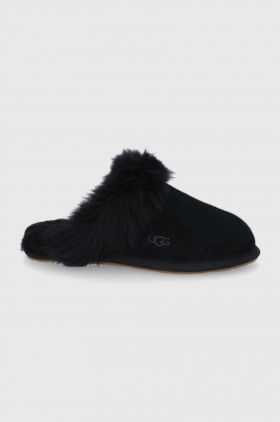 UGG papuci din piele întoarsă Scuffette II culoarea: negru 1122750.BLK