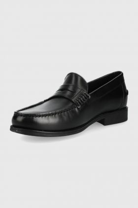 Geox Mocasini de piele bărbați, culoarea negru