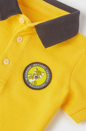 Mayoral tricou polo copii culoarea galben, cu imprimeu