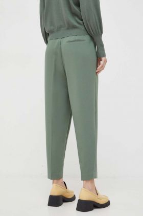 Bruuns Bazaar pantaloni femei, culoarea verde, mulata, high waist