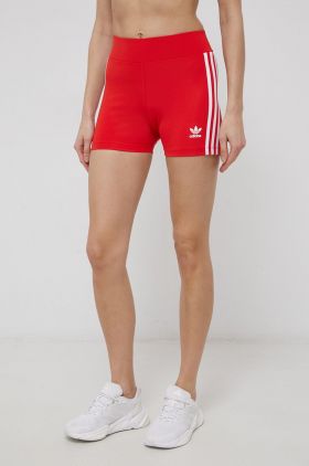 adidas Originals pantaloni scurți HC1958 femei, culoarea rosu, neted, high waist HC1958-VIVRED