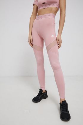 adidas Performance leggins de antrenament HG8500 femei, culoarea roz, neted