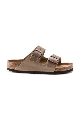 Birkenstock papuci din piele Arizona femei, culoarea bej
