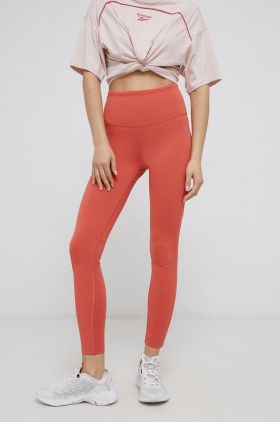 Reebok leggins de antrenament H51826 femei, culoarea portocaliu, neted