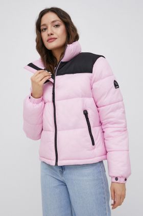 Superdry geaca femei, culoarea roz, de iarna