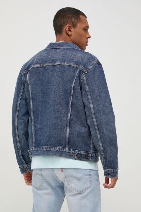 Levi's geaca jeans barbati, culoarea albastru marin, de tranzitie