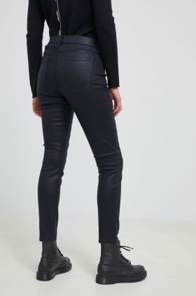 GAP pantaloni femei, culoarea negru, mulata, medium waist