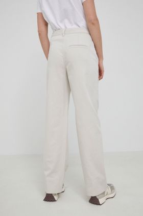 Marc O'Polo pantaloni femei, culoarea bej, drept, high waist