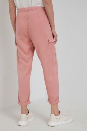 Pepe Jeans pantaloni Jynx femei, culoarea roz, fason cargo, high waist