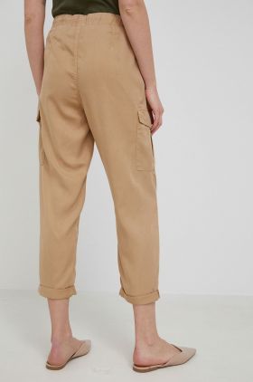 Pepe Jeans pantaloni Jynx femei, culoarea bej, fason cargo, high waist