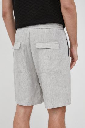 Emporio Armani pantaloni scurti din in barbati, culoarea gri